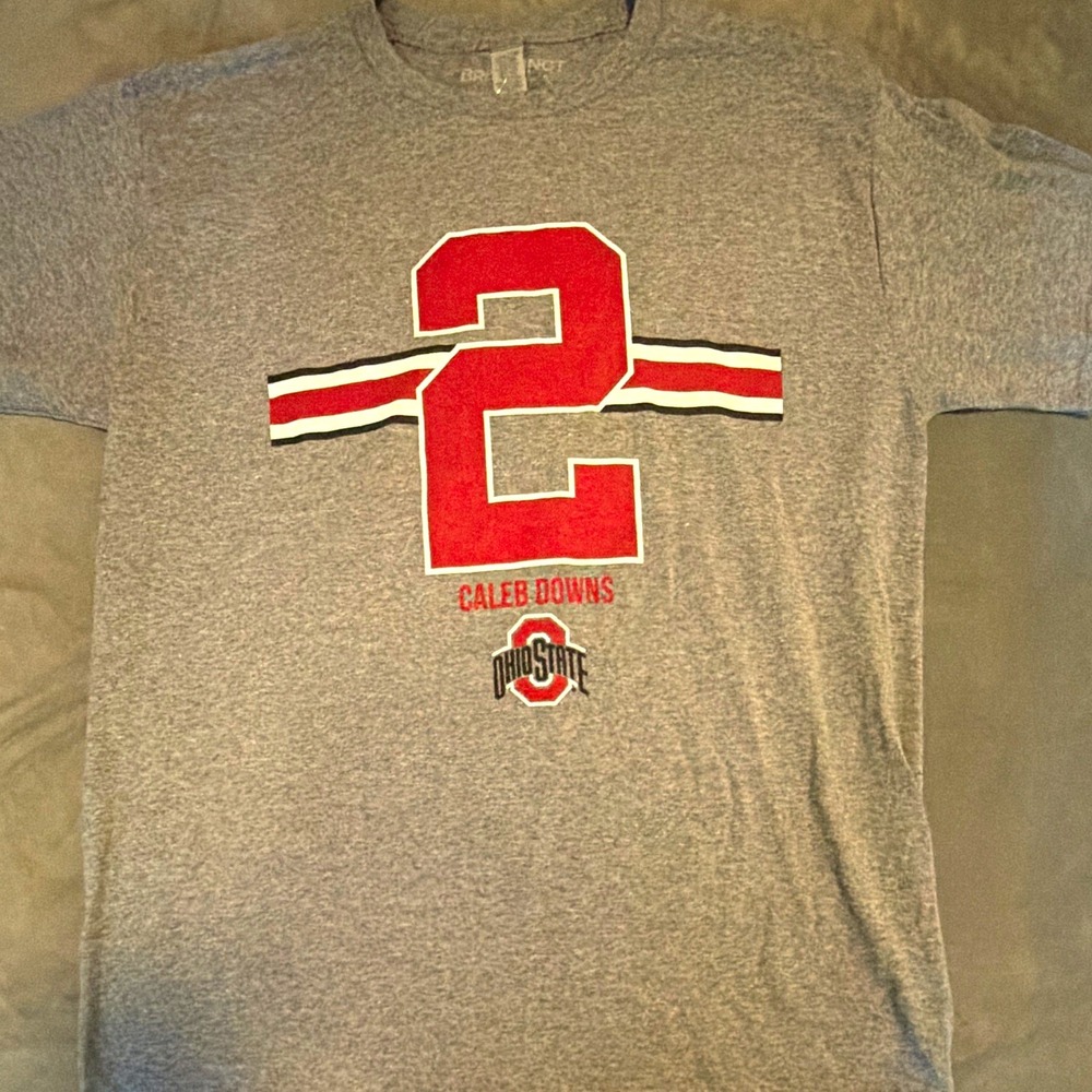 BreakingT Men's Ohio State Buckeyes Caleb Downs Tagless Graphic Tee Gray XL